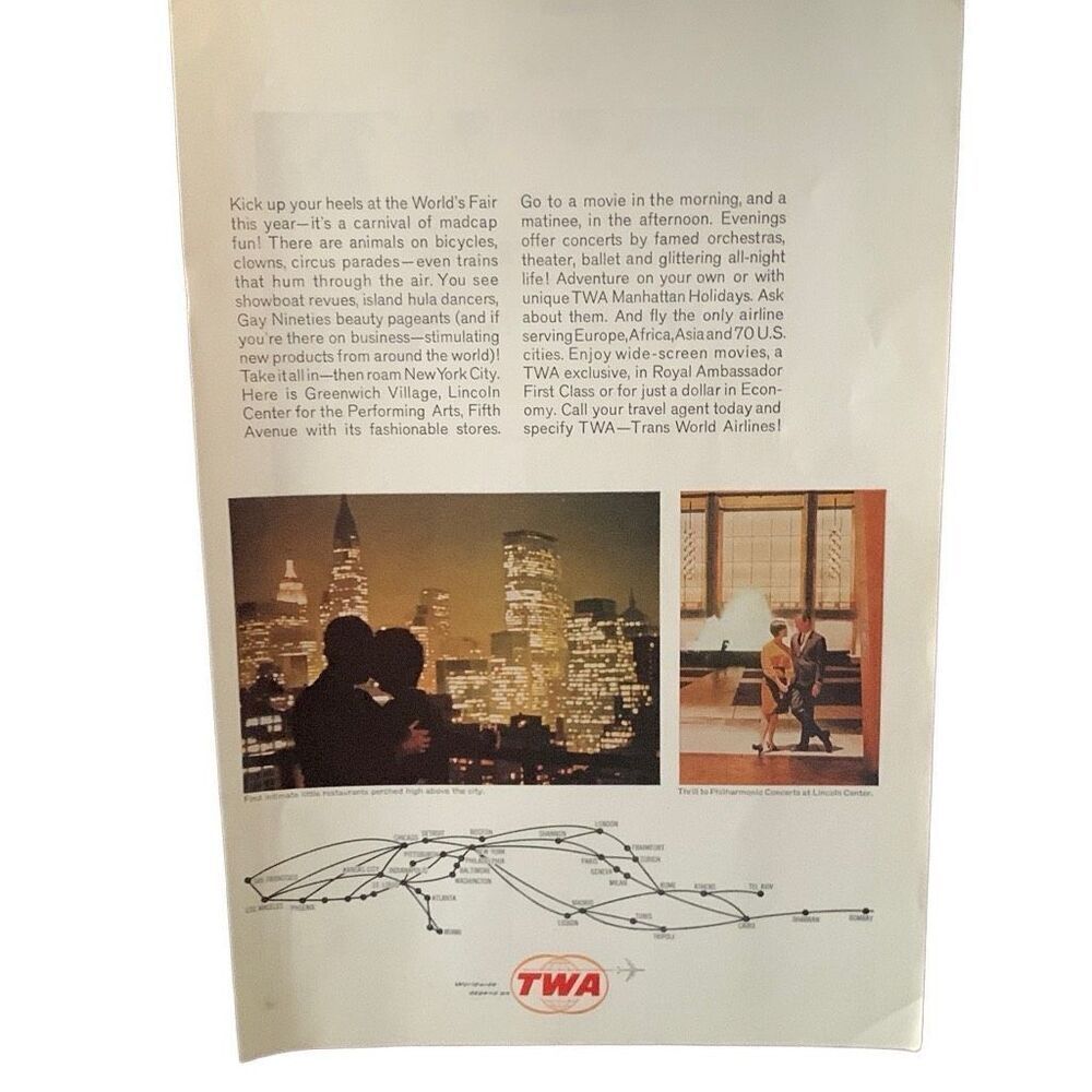 Vintage 1965 TWA Worlds Fair This Year Ad Advertisement